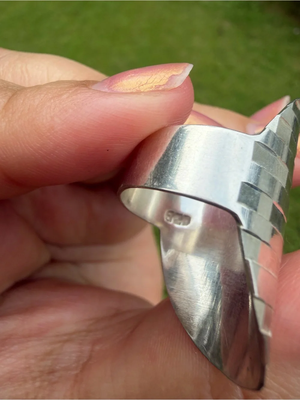 925 Sterling Silver Textured Statement Ring - Silver